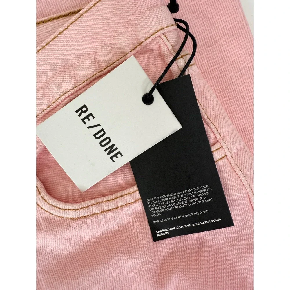 RE/DONE Jeans Women's 26 Original Loose Long‎ High Rise Straight Denim Pink